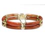 14K Yellow Gold Orange Brown Jade Bracelet 12 Bars Appraisal $2,800