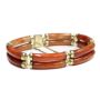 14K Yellow Gold Orange Brown Jade Bracelet 12 Bars Appraisal $2,800