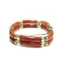 14K Yellow Gold Orange Brown Jade Bracelet 12 Bars Appraisal $2,800