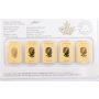 5x 2018 Canada 1/10 oz .9999 pure Gold Bars $25 Dollar In Assay Card 