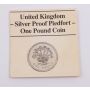 1986 One Pound Piedfort Proof Silver Coin UK with box and COA