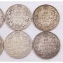1911 12 14 16 17 18 19 20 29 & 1931 Canada 50 cents 10-coins G to F