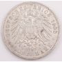 1908 J Germany Hamburg 5 Mark silver coin EF