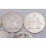 5x France 50 Franc silver coins 2x1974 2x1976 1x1978