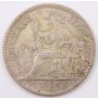1921 French Indo China Silver Piastre no mint mark  26.96g KM-5a.2 nice AU