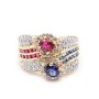 14K yg ring 0.75ct Rubies 0.70ct Sapphires 0.48ct Diamonds 