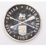 1985 South Africa 1 Rand silver coin 1910-1985 nice blue toning Choice Proof
