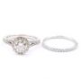 1.00ct GIA SI2 J center Diamond Birks Halo setting 18K wg 2 ring set Size-6.5