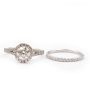 1.00ct GIA SI2 J center Diamond Birks Halo setting 18K wg 2 ring set Size-6.5