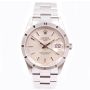 Rolex Date 15210 34mm Stainless Steel Silver Dial Engine Turned Bezel Watch