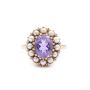 Alexandrite-like synthetic Spinel w/seed pearls 10k  yellow gold ring 