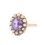 Alexandrite-like synthetic Spinel w/seed pearls 10k  yellow gold ring 
