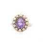 Alexandrite-like synthetic Spinel w/seed pearls 10k  yellow gold ring 