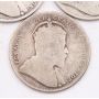 1902H 1903 1904 Canada 25 cents King Edward VII 3-coins AG-G