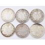 6x 1919 Canada 25 cents 6-coins VF to VF+