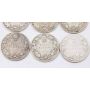 6x 1910 Canada 25 cents Edward VII 6-coins GOOD or better