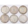6x 1910 Canada 25 cents Edward VII 6-coins GOOD or better