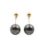Tahitian Black Pearl Earrings 11.60mm + 11.80mm 18K yg with appraisal $2600.00