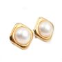 14K Yellow Gold Mabe cultured pearl earrings French post/Omega hinge