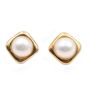 14K Yellow Gold Mabe cultured pearl earrings French post/Omega hinge