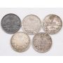 5X 1904 Canada 5 cents silver coins 5-coins VF or better