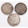 3x 1870 Canada 5 cents silver coins 3x damaged coins