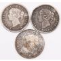 3x 1870 Canada 5 cents silver coins 3x damaged coins