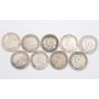 9X Canada 5 cents 1911 12 13 14 16 17 18 19 1920 9-coins VG or better