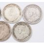9X Canada 5 cents 1911 12 13 14 16 17 18 19 1920 9-coins VG or better