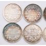 Canada 5 cents silver coins complete date set 1911 to 1920 10-coins VF+ to EF