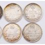 Canada 5 cents silver coins complete date set 1911 to 1920 10-coins VF+ to EF