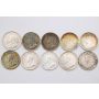 Canada 5 cents silver coins complete date set 1911 to 1920 10-coins VF+ to EF