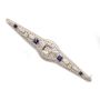 14K white gold Bar Pin Diamonds Sapphires  64x12mm  4.5 grams