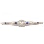 14K white gold Bar Pin Diamonds Sapphires  64x12mm  4.5 grams