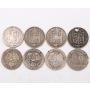8X Great Britain silver Shillings 1887 2X1890 92 96 99 1900 1901 holes damaged