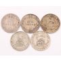 5X Great Britain 6 pence silver coins 1906 1907 1912 1914 1916 circulated