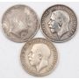 3X Great Britain 6 pence silver coins 1906 1914 1916 circulated