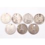 7X Great Britain 4 pence silver 2x1836 38 40 43 44 1855 7 coins damaged holes