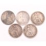 5X Great Britain 4 pence silver coins 1836 1839 1846 1848 1849 circulated