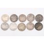 Great Britain 3 pence silver coins 1888 1889 6x1891 1892 1893 10-damaged coins