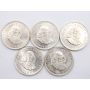 5x 1952 South Africa 5 Shillings Capetown large silver coins 5-coins Choice UNC