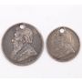 South Africa  1896 6-pence and 1894 shilling 2-coins with holes