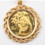 China 1995 Gold 1/10 oz 10 Yuan Panda Large Date 999 Gold Coin with 14k Bezel 