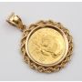 China 1995 Gold 1/10 oz 10 Yuan Panda Large Date 999 Gold Coin with 14k Bezel 