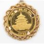 China 1995 Gold 1/10 oz 10 Yuan Panda Large Date 999 Gold Coin with 14k Bezel 