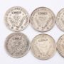 8x South Africa 3 pence silver coins 1933 34 35 37 38 43 48 50 8-coins