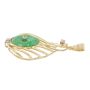 14K Yellow Gold 1.18ct Jadeite & Diamond Pendant Green & White Disk Vintage 
