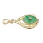 14K Yellow Gold 1.18ct Jadeite & Diamond Pendant Green & White Disk Vintage 