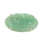 14K Yellow Gold Green Jadeite Brooch Handmade Carved Fish 