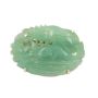 14K Yellow Gold Green Jadeite Brooch Handmade Carved Fish 